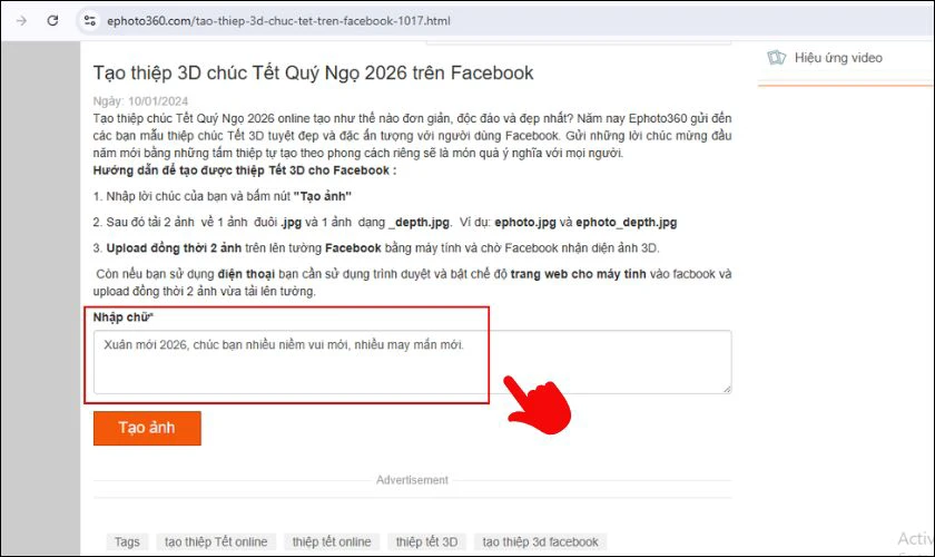 Nhập nội dung thiệp