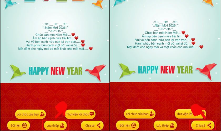 Bấm chọn Lưu thiệp