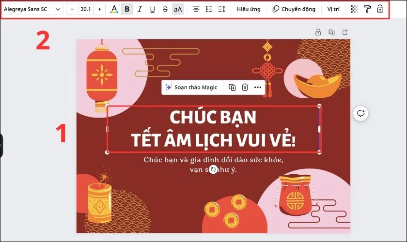 Tùy chỉnh nội dung chữ trên menu