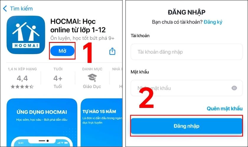 Mở ứng dụng sau khi cài đặt xong