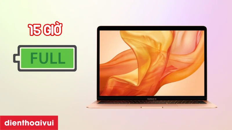 MacBook Air M1 256GB 2020 có thời lượng pin ấn tượng lên tới 15 giờ