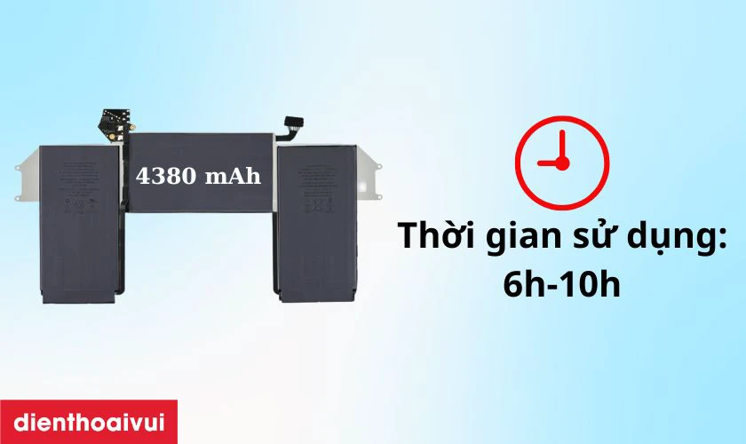 Air M1 256GB 2020 nổi tiếng với thời lượng pin vượt trội nhờ viên pin 4380 mAh
