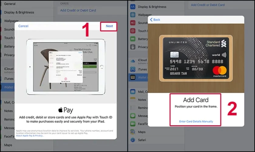 Cách thêm thẻ vào Apple Pay trên iPad