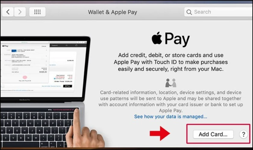 Cách thêm thẻ vào Apple Pay trên MacBook