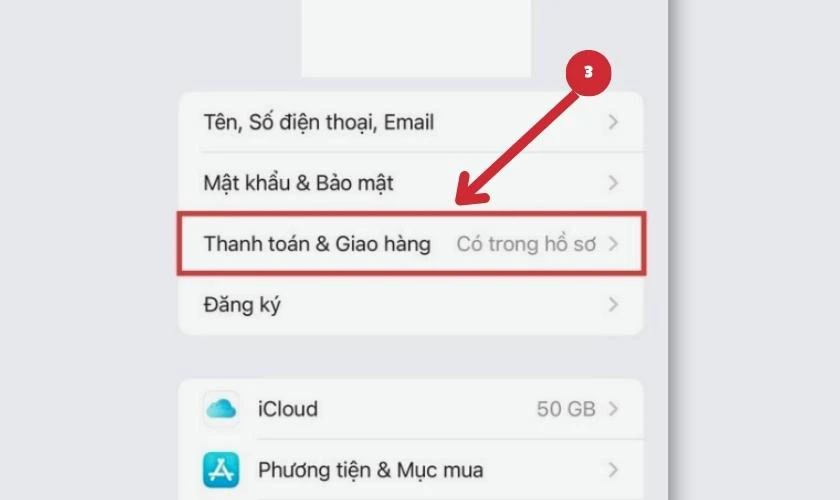 Chọn mục Thanh toán và giao hàng