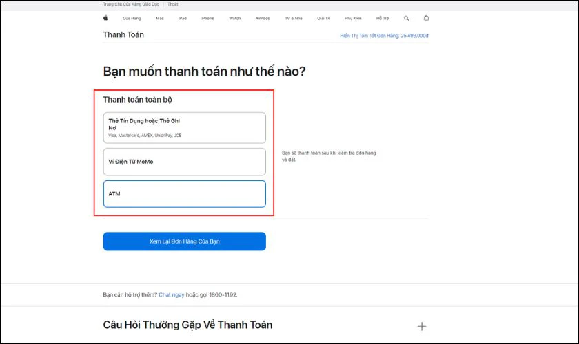 Điền thông tin nhận hàng và thanh toán