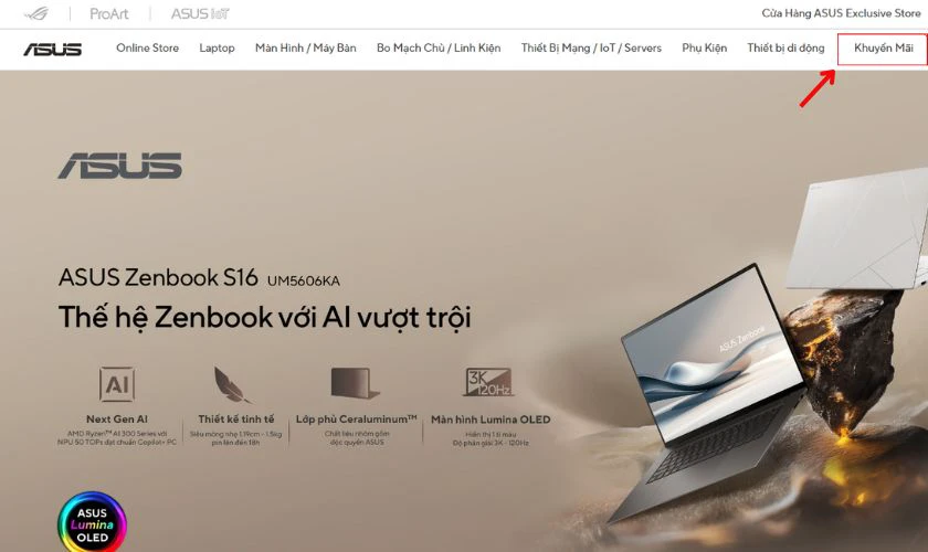 Truy cập trang web chính thức của Asus để theo dõi và nhận thông tin về ưu đãi