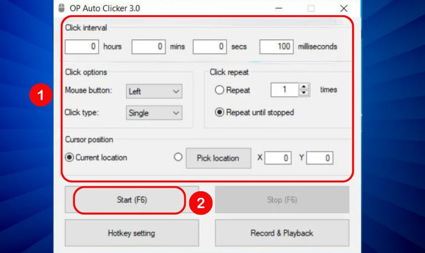 Cách thiết lập Auto Click cho Windows