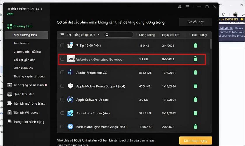 Cách gỡ bỏ Autodesk Genuine Service bằng IObit Uninstaller