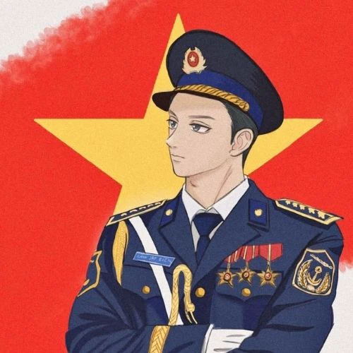 Ảnh chiến sĩ và lá cờ tổ quốc