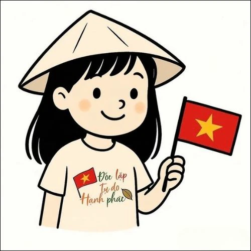 Ảnh cô bé cầm lá cờ Việt Nam