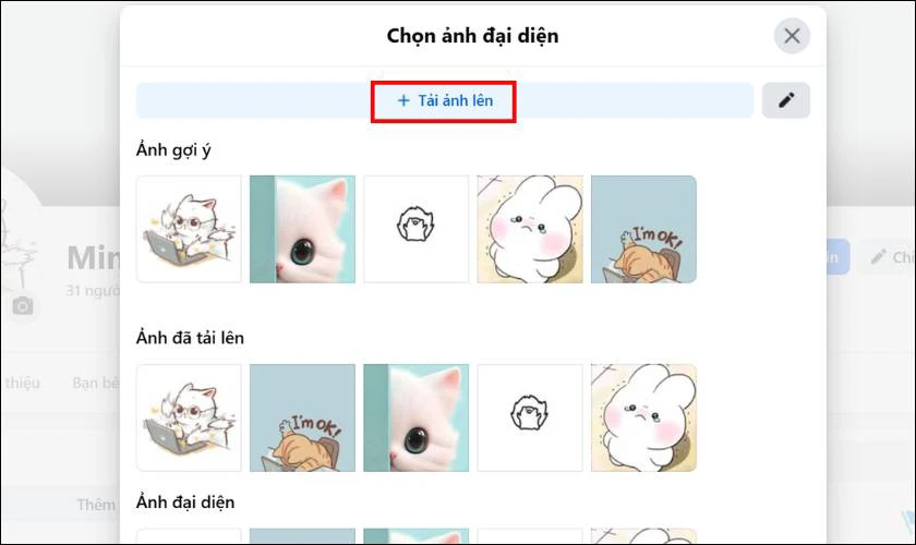 Sau đó, nhấn vào nút Tải ảnh lên và chọn hình Giáng Sinh từ thư viện
