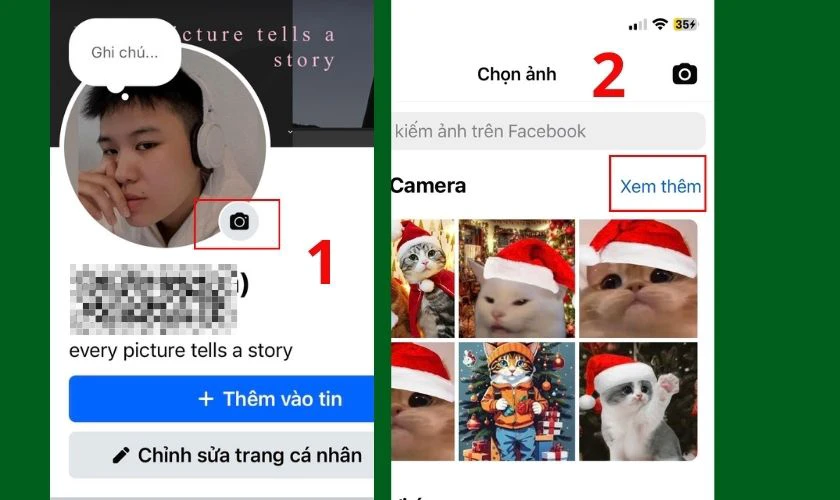 Đặt avatar mèo Giáng sinh trên Facebook