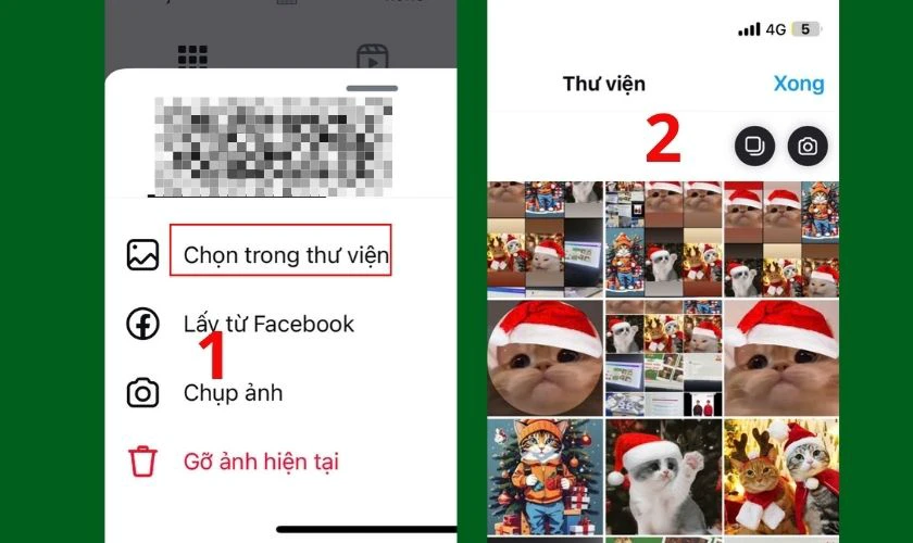 Đặt avatar mèo Giáng sinh trên Instagram