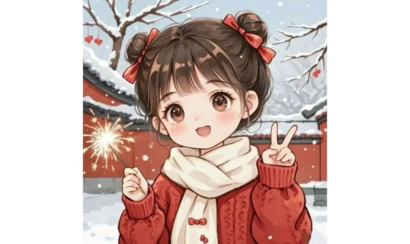 Ảnh đại diện Tết 2026 dễ thương cho nữ xuân Bính Ngọ