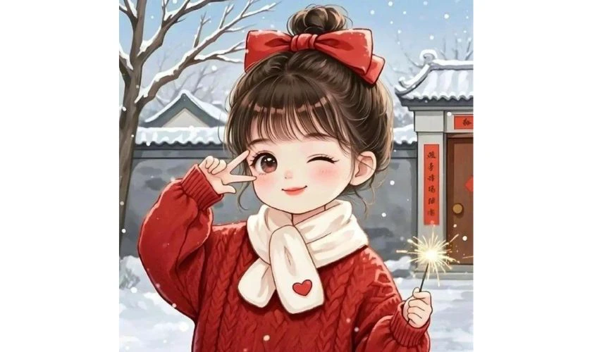 Ảnh đại diện Tết 2026 dễ thương cho nữ