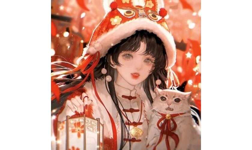 Avatar mèo Tết cực hài, dễ thương