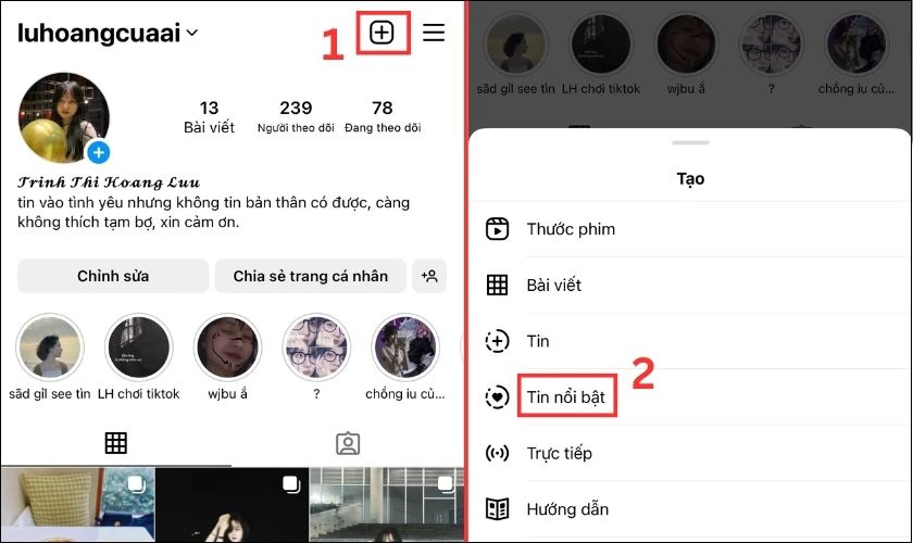 Cách tăng follow Instagram hiệu quả bằng cách thêm tin nổi bật