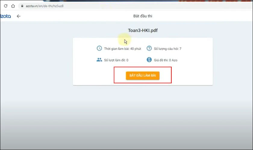 Cách sử dụng Azota.vn cho học sinh làm bài thi online