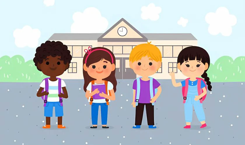 Mẫu Back To School background chủ đề học sinh