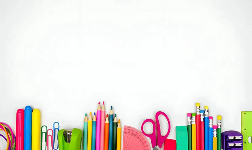 Mẫu Back To School background về đồ dùng học tập