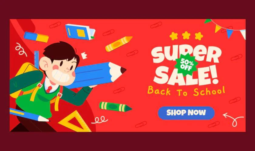 Banner Sale Back to School 2025 đẹp