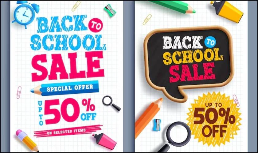 Banner Sale Back to School 2025 đẹp đứng