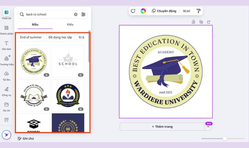 Chọn mẫu logo back to school
