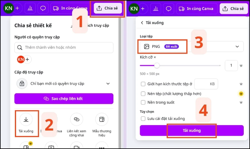 Lưu logo dưới định dạng PNG hoặc JPG