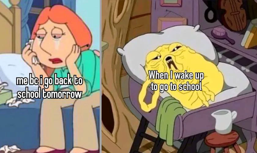 Back to School meme tiếng anh thể hiện sự buồn chán