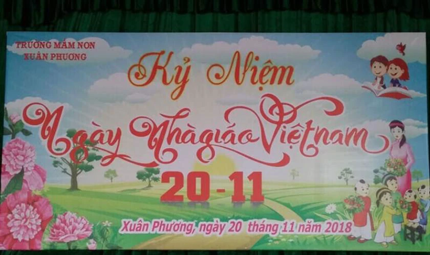 Mẫu backdrop chủ đề thầy cô, trường lớp gây chú ý