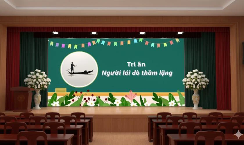 Phông nền chủ đề người lái đò hiện đại