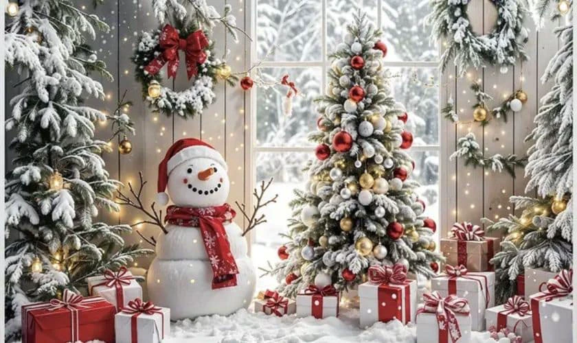 Backdrop Giáng sinh chủ đề người tuyết