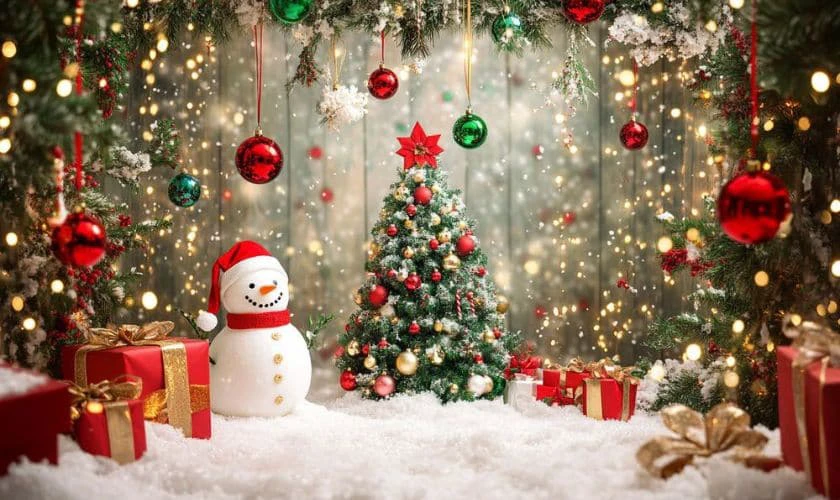 Backdrop Giáng sinh chủ đề người tuyết đẹp