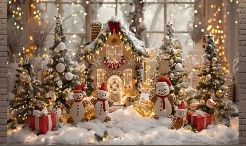 Backdrop Giáng sinh chủ đề người tuyết xinh