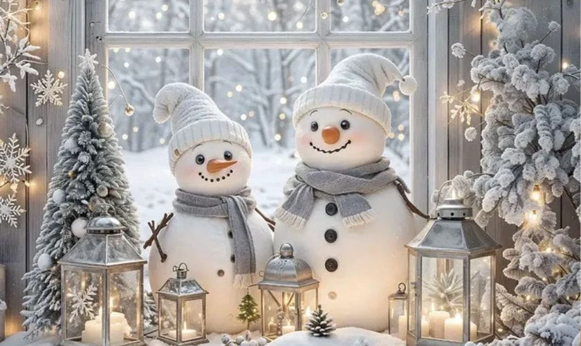 Backdrop Giáng sinh chủ đề người tuyết HD