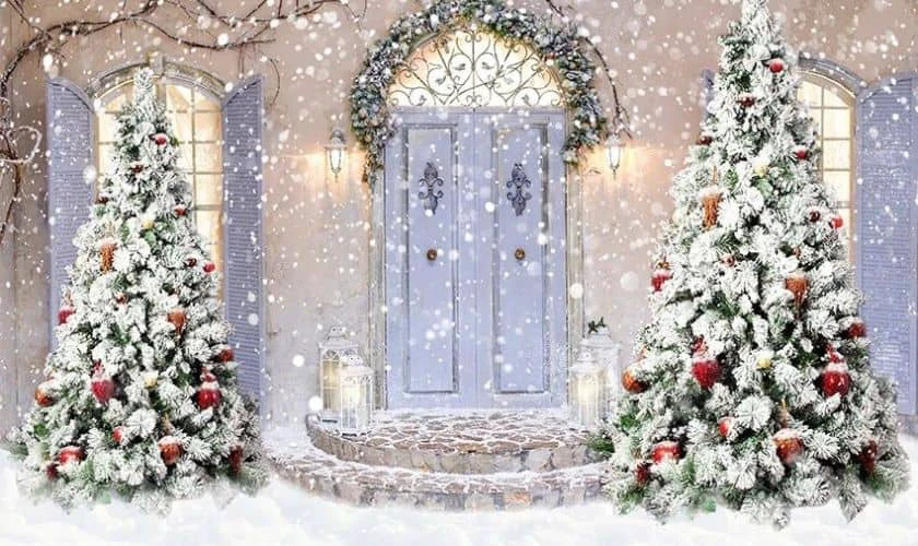 Backdrop Noel chủ đề tuyết rơi lãng mạn