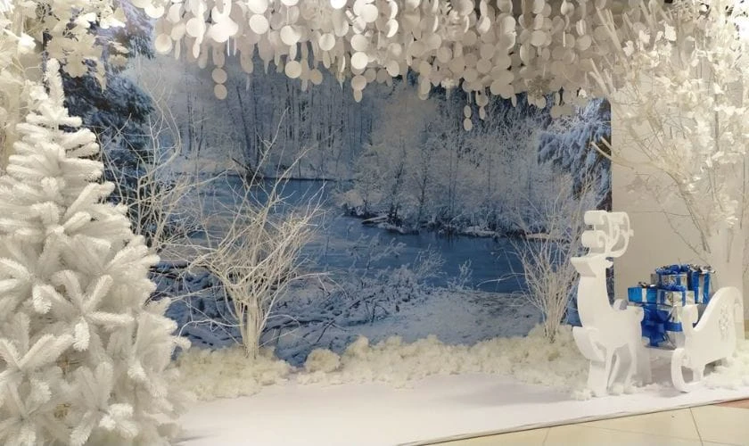 Backdrop Noel chủ đề tuyết rơi lãng mạn đẹp mắt