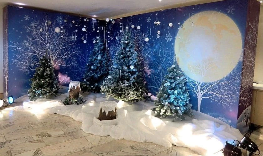 Backdrop Noel chủ đề tuyết rơi lãng mạn mới