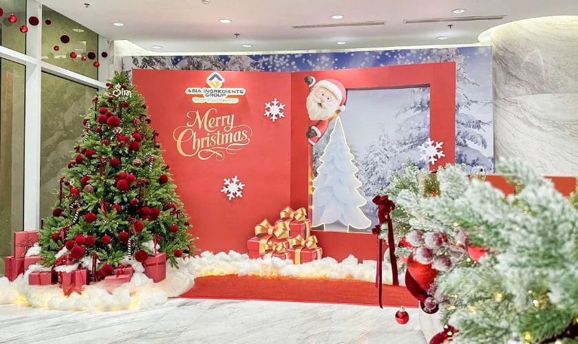 Backdrop trang trí Noel công ty