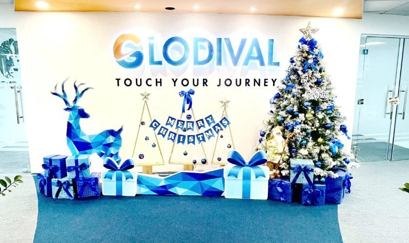 Backdrop trang trí Noel công ty đẹp