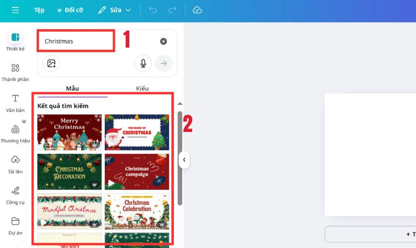 Lựa chọn mẫu Template hoặc bố cục nền