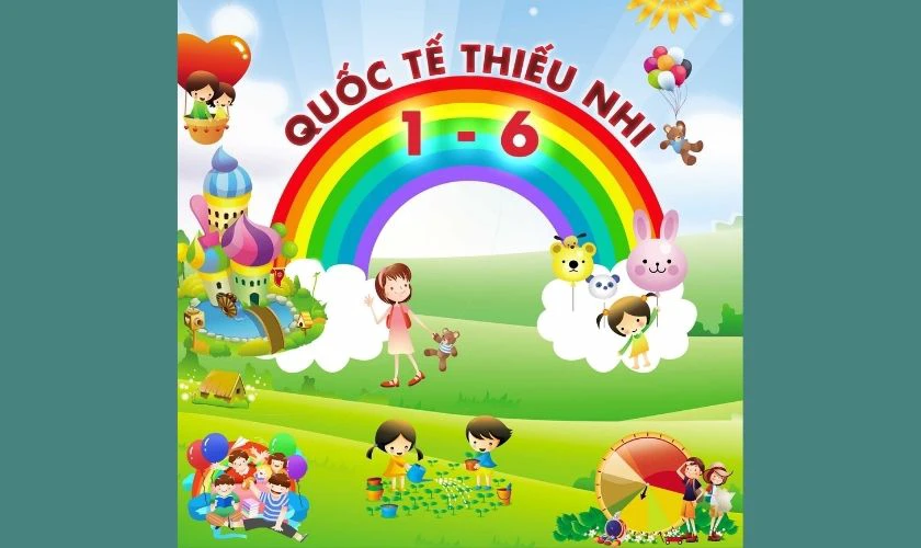 Backdrop Quốc tế Thiếu nhi 2025 đẹp