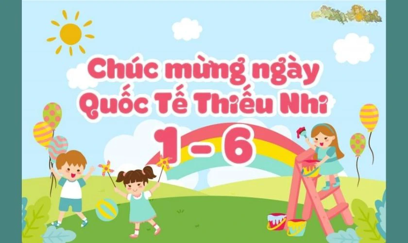 Backdrop Quốc tế Thiếu nhi 2025 chủ đề gia đình đẹp