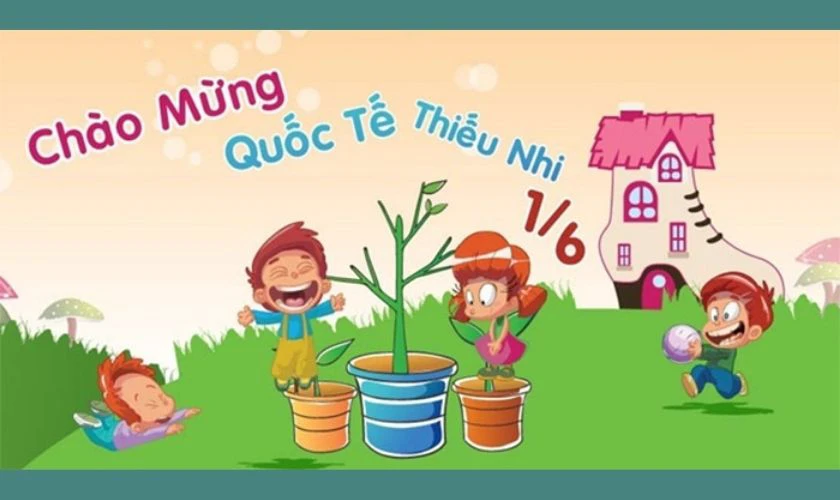Backdrop Quốc tế Thiếu nhi 2025 chủ đề gia đình mới