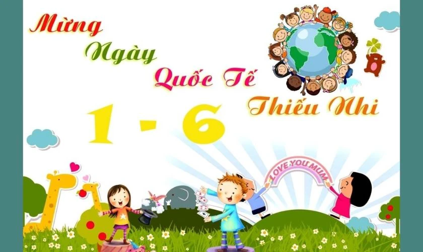Backdrop Quốc tế Thiếu nhi 2025 chủ đề gia đình HD