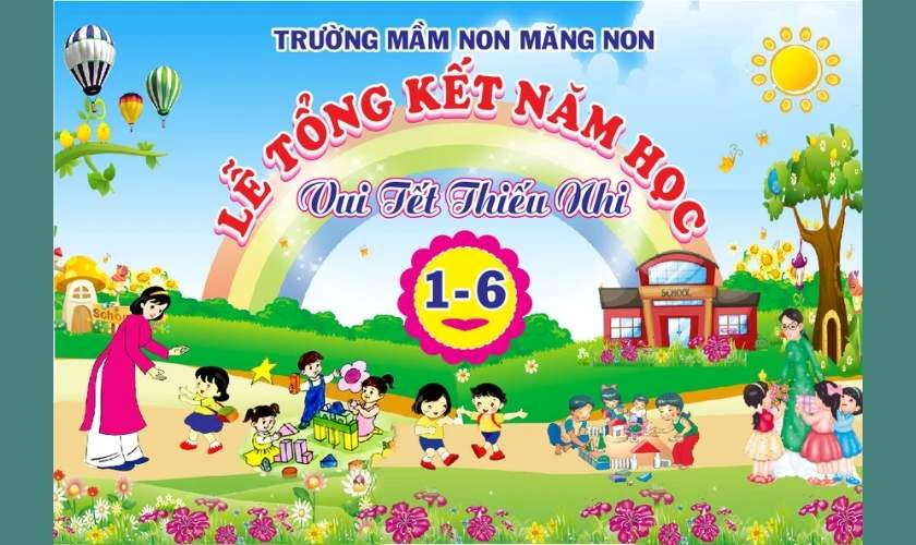 Backdrop Quốc tế Thiếu nhi 2025 tại trường học free