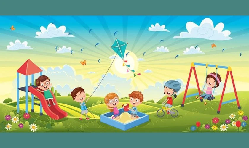 Backdrop Quốc tế Thiếu nhi 2025 tại địa điểm sinh hoạt ngoài trời