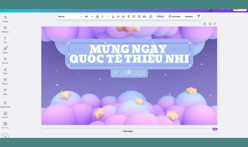 Cách thiết kế Backdrop Quốc tế Thiếu nhi 2025 bằng Canva nhanh