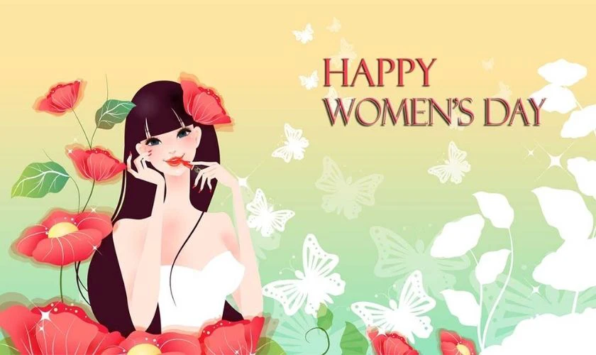 Background dễ thương chủ đề ngày Phụ nữ Việt Nam